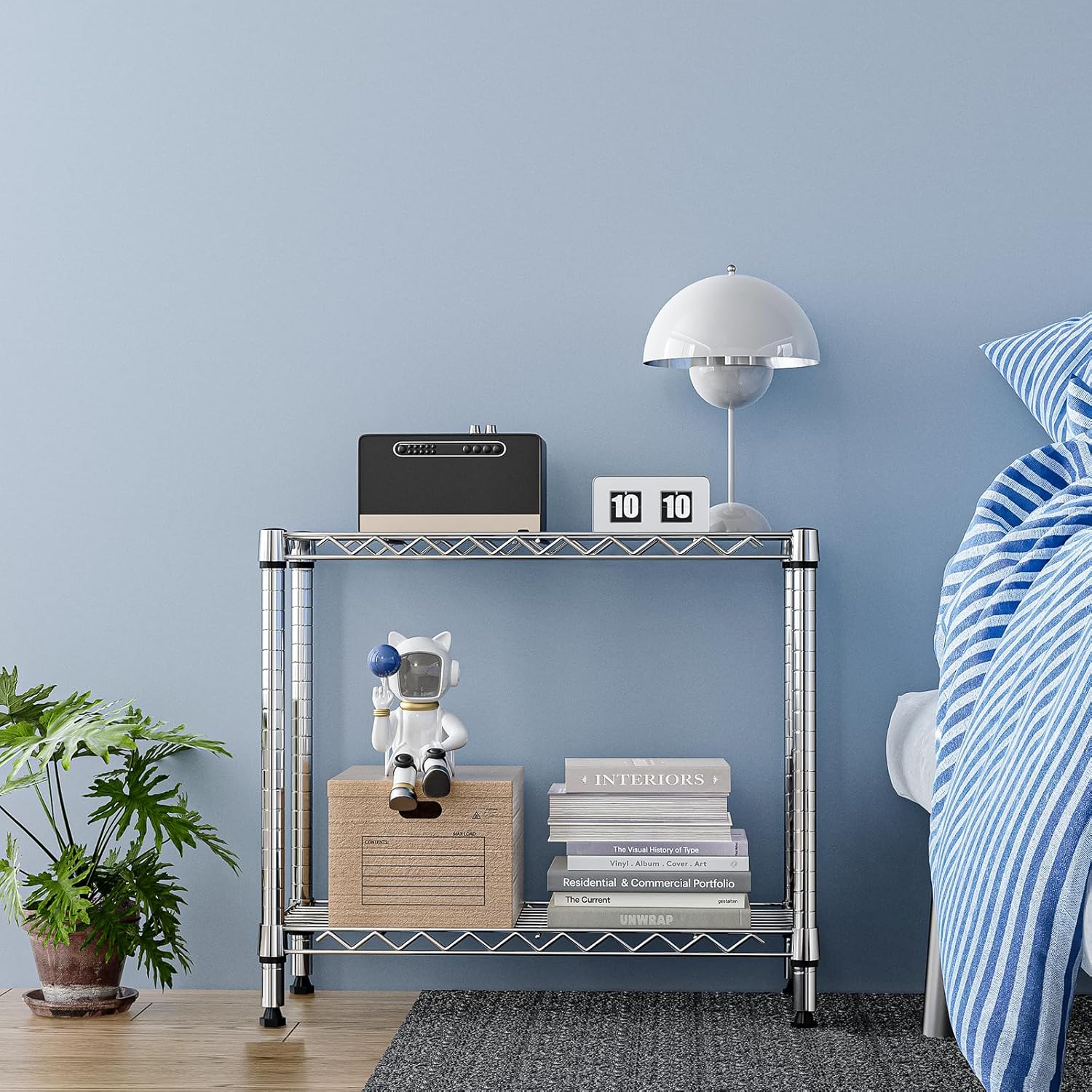 MZG 220 lbs 2 Tier Storage Rack Metal Wire Shelving Unit, Storage Standing Household Shelf Organizer for Laundry Bathroom Kitchen Pantry Closet Garage Utility Room, Chrome 11.8 D x 27.6 W x 23.4 H